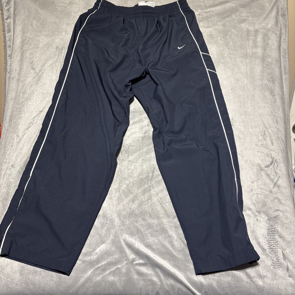 Nike Mens XXL Blue White Trim Classic Woven Track Windbreaker Lined Pants 341584